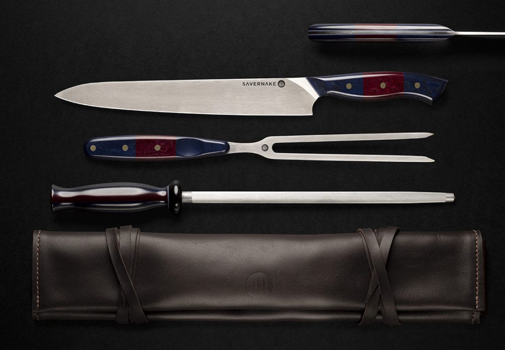 Blue-Red-Blue Carving Set